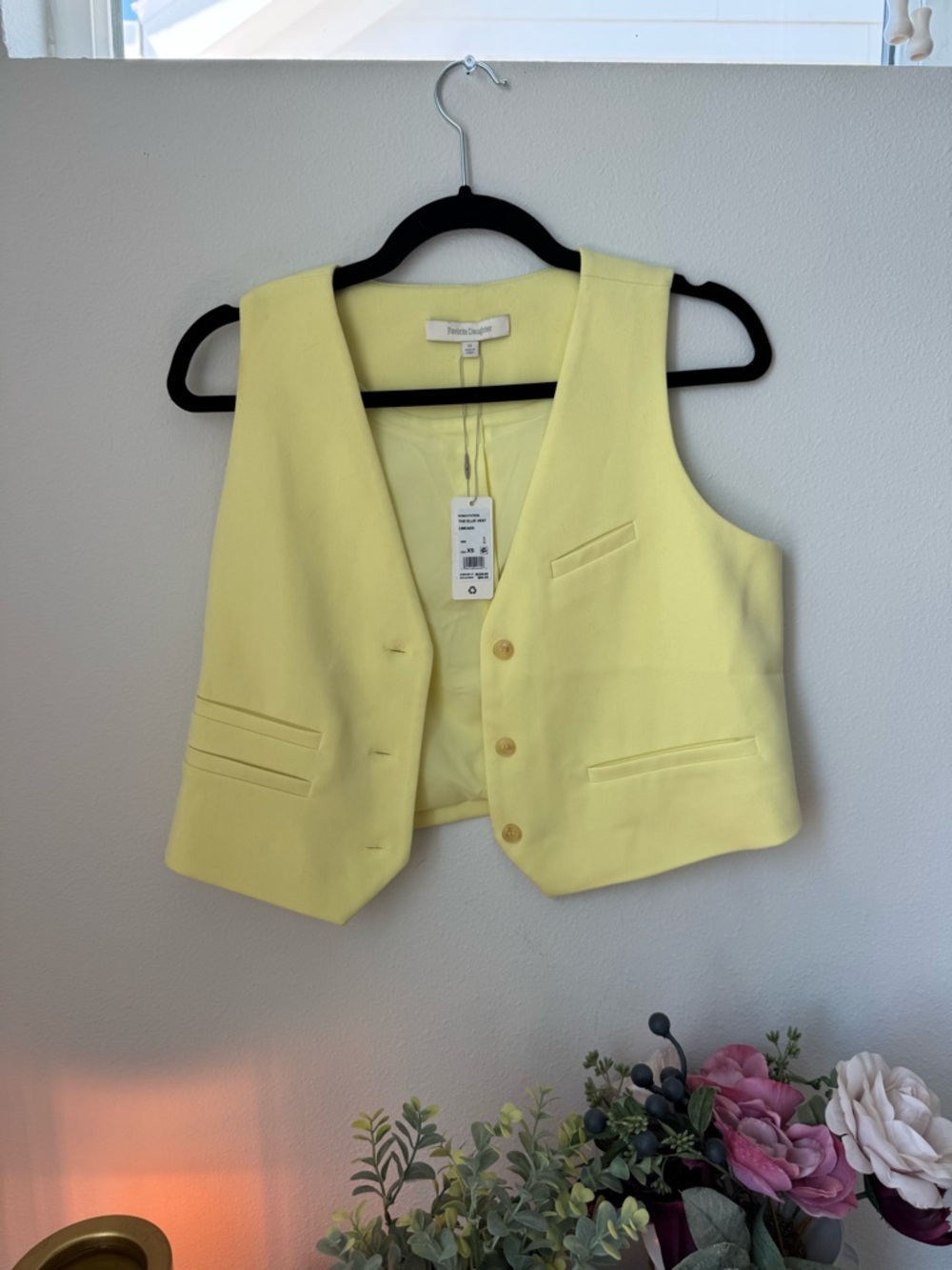 Favorite Daughter Yellow Tailored Button Vest